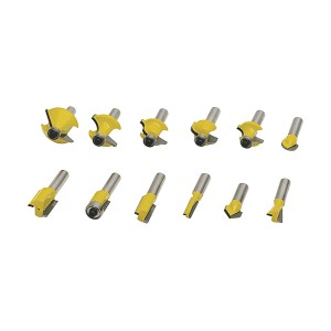 12-teiliges LUX Fräser-Set für Holzbearbeitung, Zubehör für Fräsen.