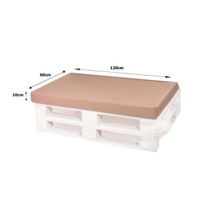 Beiges Palettenkissen-Set: Sitz- und Rückenkissen 120x60 cm für Gartenmöbel.