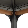 Detailansicht des Sunjoy Gazebo Pasu Stahl Pavillons 300x300 cm in Anthrazit, Fokus auf Stahlrahmen und Holzmaserung.
