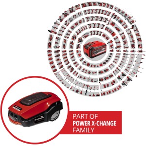 Einhell Freelexo 1200 LCD BT Mähroboter im Set mit Akku und Zubehör, Teil der Power X-Change Familie.