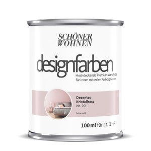 Schöner Wohnen Designfarbe Dezentes Kristallrosa, 100ml Dose. Bunte Wandfarbe für Innen.