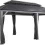 Sojag Pavillon Messina 12x20 in Anthrazit mit Moskitonetz und doppeltem Dach.