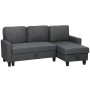 Dunkelgraues HOMCOM Ecksofa mit Schlaffunktion, Chaiselongue und Stauraum. Modernes 3-Sitzer Sofa in Leinenoptik.
