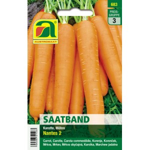 Saatband Karotten "Nantes 2" von Austroselect: Universalsorte mit zartem, orangefarbenem Gemüse.