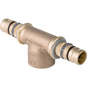 Geberit Mepla T-Stück mit Innengewinde, 16 mm x 1/2 Zoll, aus Rotguss für Pressfittings.