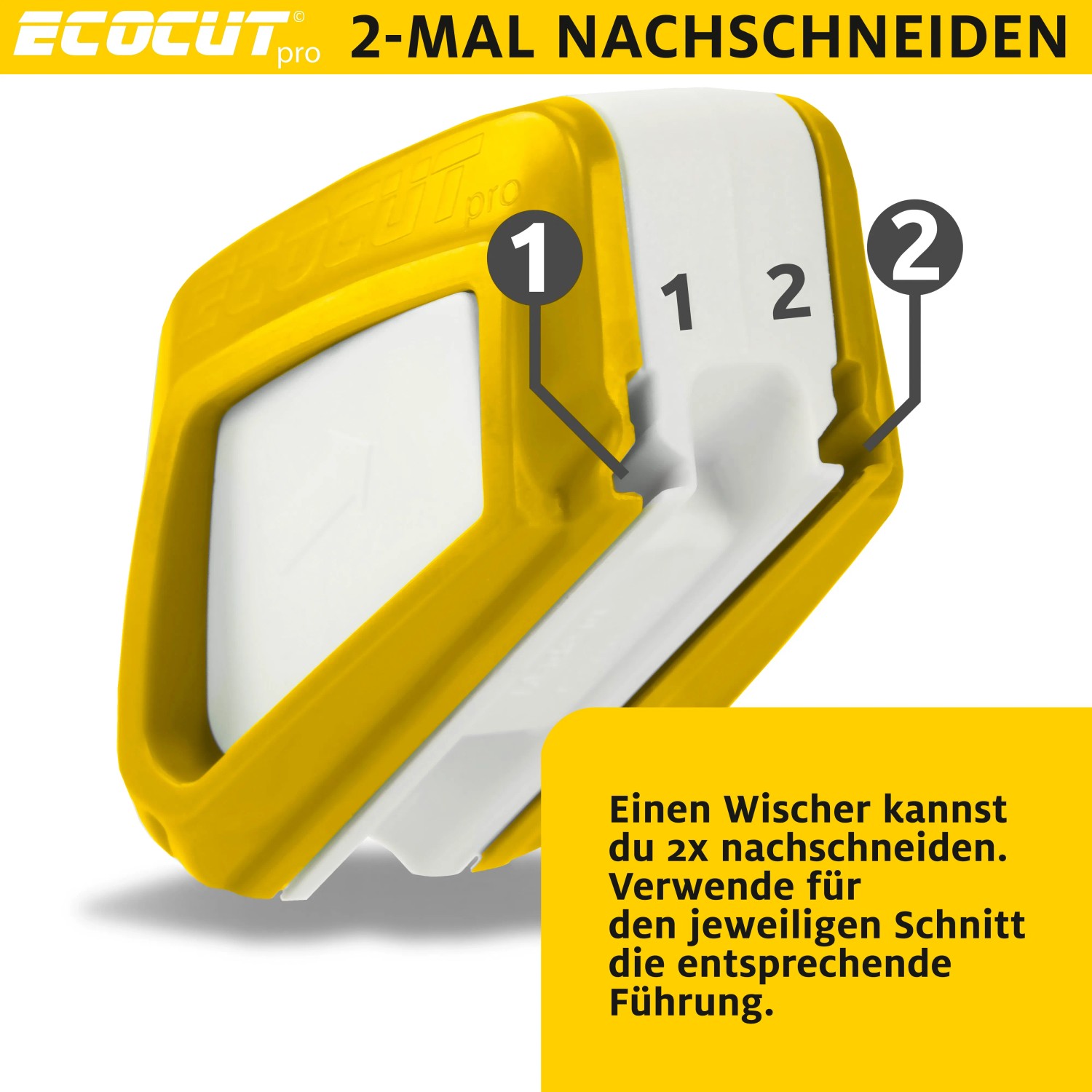ADAC EcoCut Scheibenwischer-Schneider: Gelbes Werkzeug mit zwei Schneidführungen für PKW-Wischer.