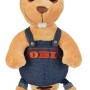 OBI Biber Plüschtier, orange, mit Jeans-Latzhose und OBI Logo. Kuschelig weiche Dekorative Figur für Kinder und Fans.