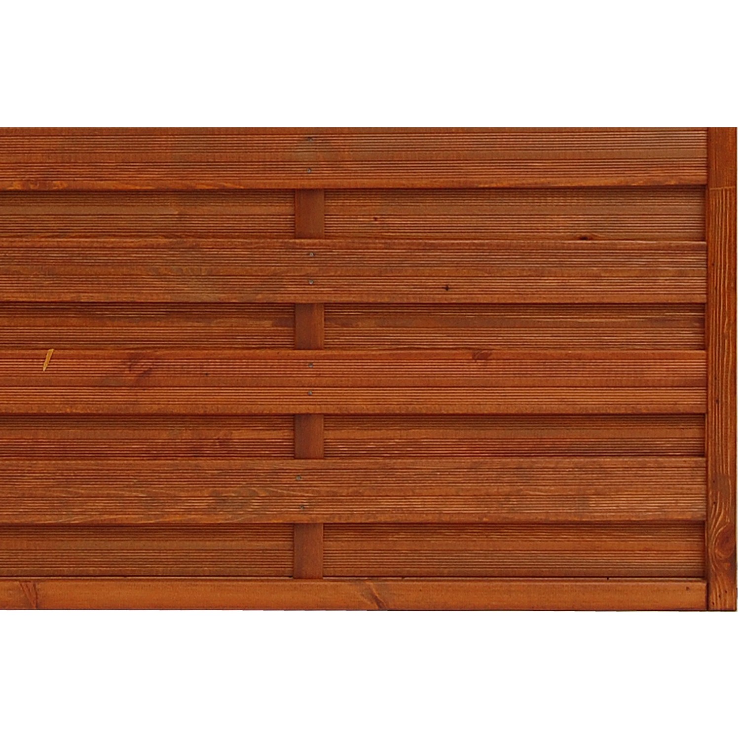 Sichtschutzzaun-Element Country, teakfarben lasiert, 120x180 cm, aus geriffelten Brettern.