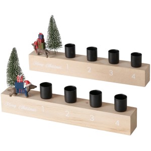 Boltze Kerzenleuchter Waldi, 2-fach sortiert, mehrfarbig. Weihnachtsdeko mit Dackel und Tannenbaum.