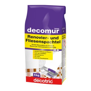 Sack decomur Renovier- und Fliesenspachtel R4, 5kg. Ausgleichsmasse für glatte Untergründe, Farbe Lila/Weiss.