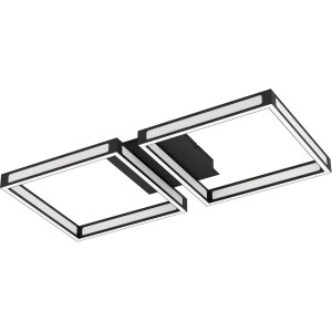 Moderne LED-Deckenleuchte Altaflor in Schwarz-Weiß mit zwei quadratischen Leuchtflächen.