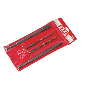 Bohrer- und Meißel-Set SDS-Plus, 4-teilig, im roten Blisterpack.