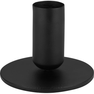 Schwarzer, runder Kerzenhalter aus Metall, 7x5 cm, für Tafelkerzen. Dekorative Tischbeleuchtung.