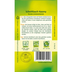 Samenpackung Quedlinburger Schnittlauch 'Naomy', aromatische Sorte für Beet, Balkon und Topf.