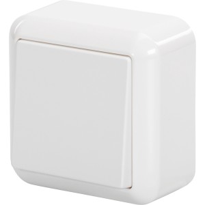 Weißer Merten Aufputz Wipptaster für Schalterprogramme.