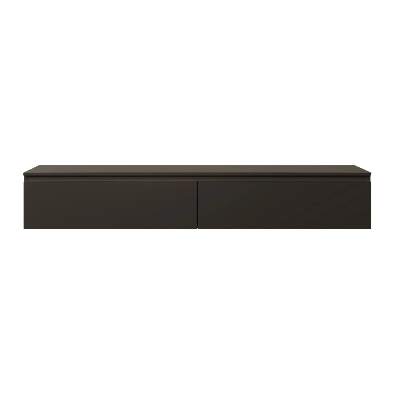 Schwarzes Selsey TV-Hängeboard Bemmi 175 cm mit zwei Klappfächern. Modernes, mattes Wandboard für TV-Schränke.