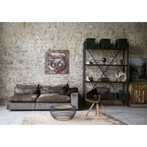 Anthrazitfarbener Vintageteppich Miamar, 80x150 cm, im Wohnzimmerambiente.