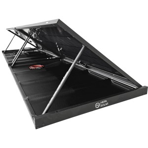 Hepa Solar Balkonkraftwerk Premium 800 mit aufklappbarem Rahmen und HJT-Glas-Glas-Panel.