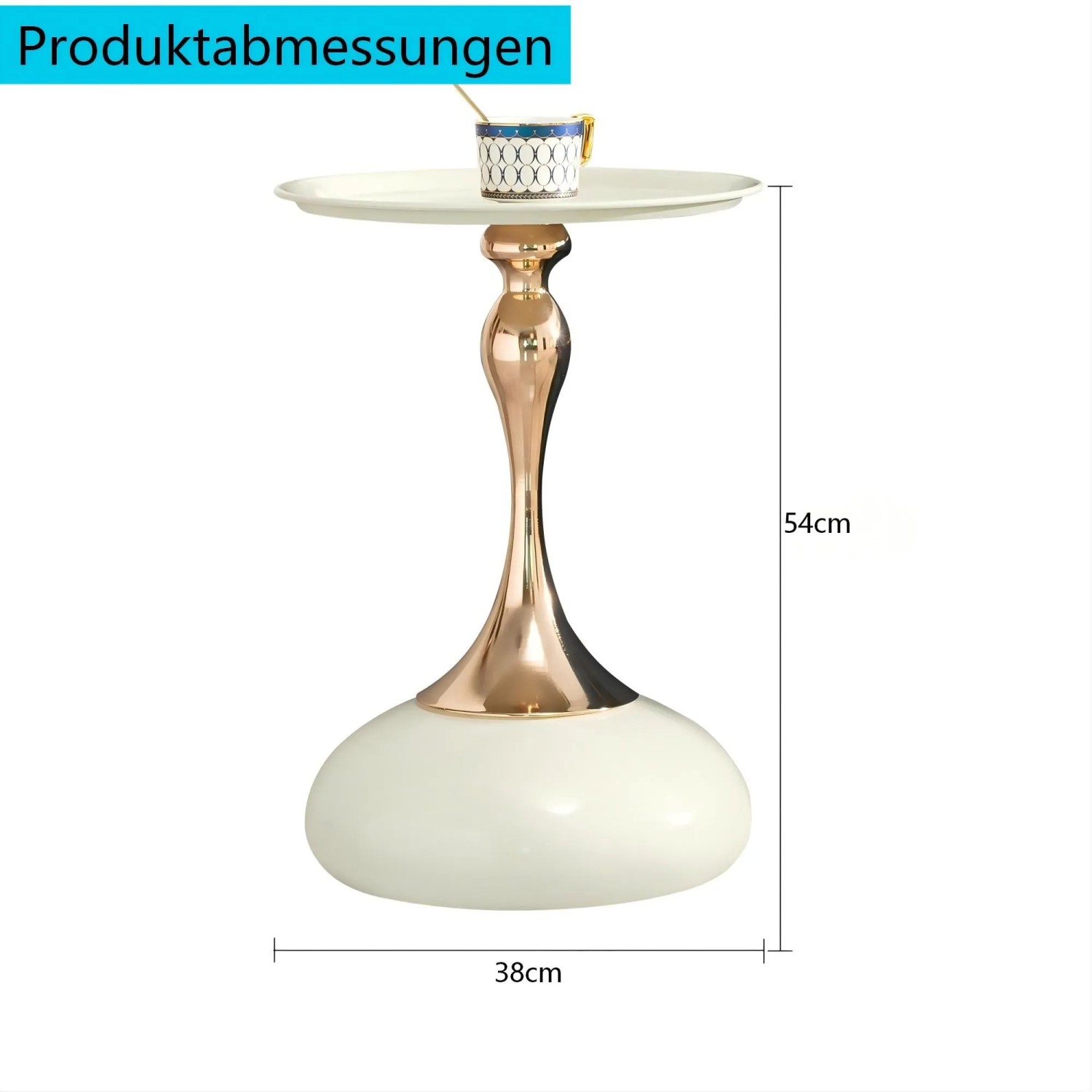 okwish Martini Tisch Runder Beistelltisch Metall Basis Wohnzimmer 38x38x54cm Weiß_5