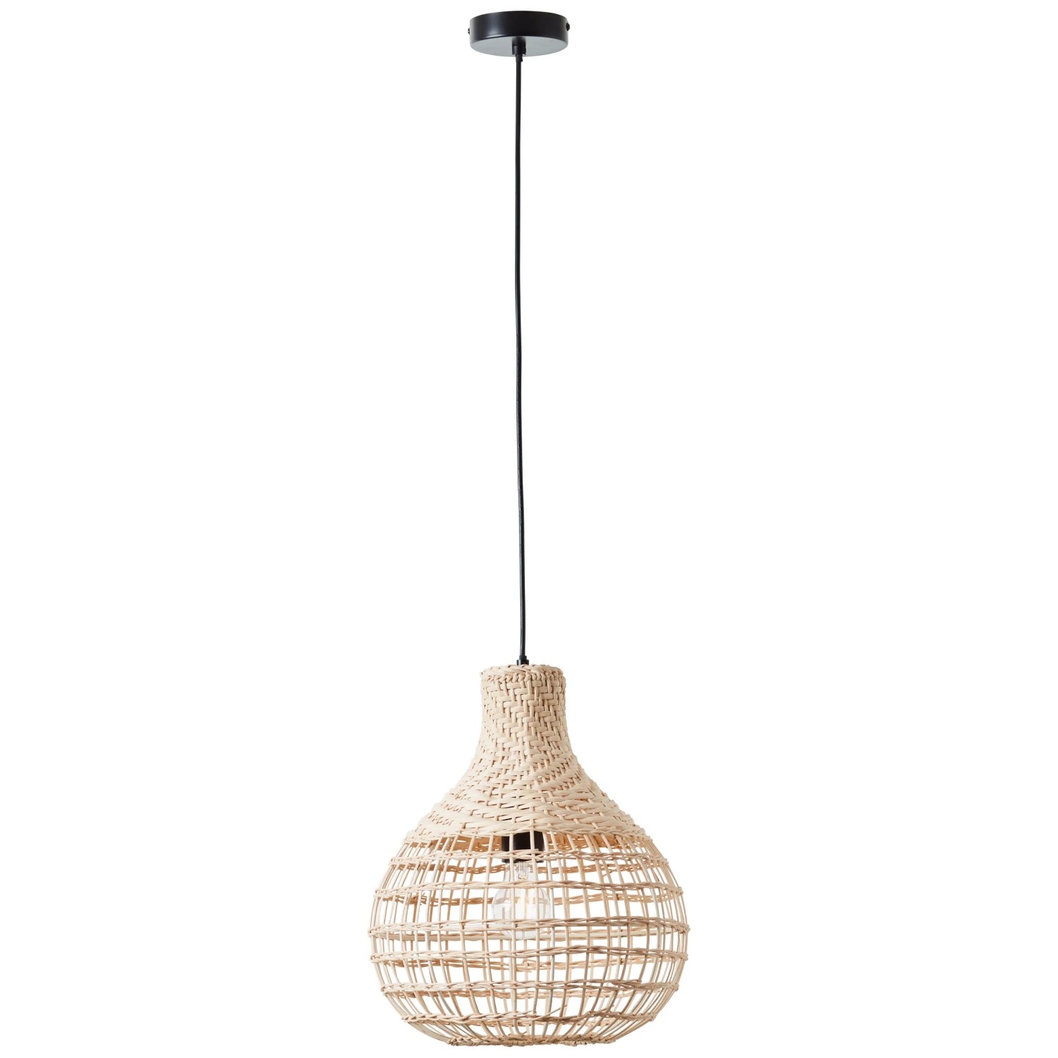 Beliani Pendelleuchte Rattan, Natur/beige – Kolonialstil, Ø40 Cm, Kabellänge 120 Cm, Für E27