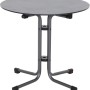 Runder, anthrazitfarbener Siena Garden Klapptisch Sola, Ø 80 cm. Gartentisch mit Stahlgestell, klappbar.