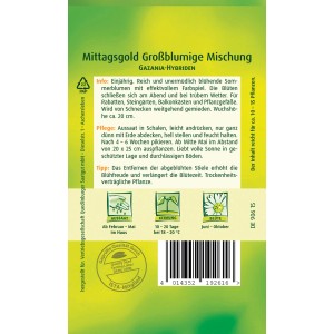 Samentüte Quedlinburger Mittagsgold, großblumige Mischung für farbenfrohe Sommerblumen.