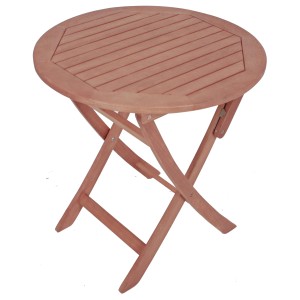Runder, brauner Garden Pleasure Klapptisch Stockholm (Ø 70 cm) aus Eukalyptusholz.