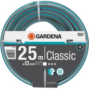 Gardena Classic Schlauch 13 mm (1/2 Zoll), 25 m, aufgerollt. Gartenschlauch für Bewässerung.