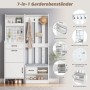 okwish Garderobenständer mit Schuhbank 7 Haken Flur 110x35x175cm Weiß_4