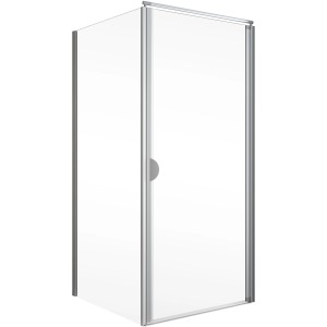 Schulte ExpressPlus Drehtür Sunny mit Seitenwand, 180x90 cm, Alu Natur, teilgerahmte Eckdusche.
