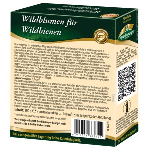 Quedlinburger Wildblumen Saatgut für Wildbienen, 100g Packung. Blumensamen für naturnahe Gärten.