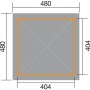 Grundriss Weka Pavillon Gartenoase 651 A, 480x480 cm, Sockelmaß 404x404 cm.