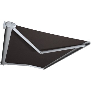 Kassettenmarkise, 300x200 cm, silbernes Gestell, anthrazitfarbenes Tuch. Sonnenschutz für Terrasse und Balkon.