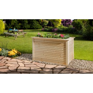 Weka Profi Holz-Hochbeet WekaLine 669 aus Fichtenholz im Garten mit Bepflanzung.
