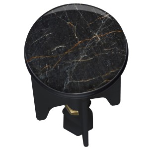 Wenko Waschbeckenstöpsel Pluggy Mod. Marble, Abfluss-Stopfen mit Marmor-Optik in Schwarz.