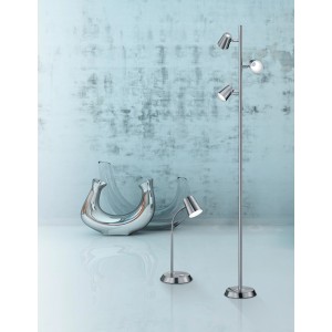 Trio LED Tischleuchte Narcos, Nickel matt, mit Touch-Dimmer und warmweißem Licht.