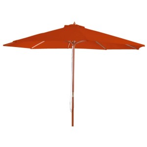MCW Sonnenschirm Lissabon, Ø 3m, Terracotta. Holzgestell mit Seilzug.