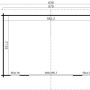 Grundriss Gartenhaus Lasita Maja Sussex 2 Natur, 570x360 cm, mit Maßangaben.