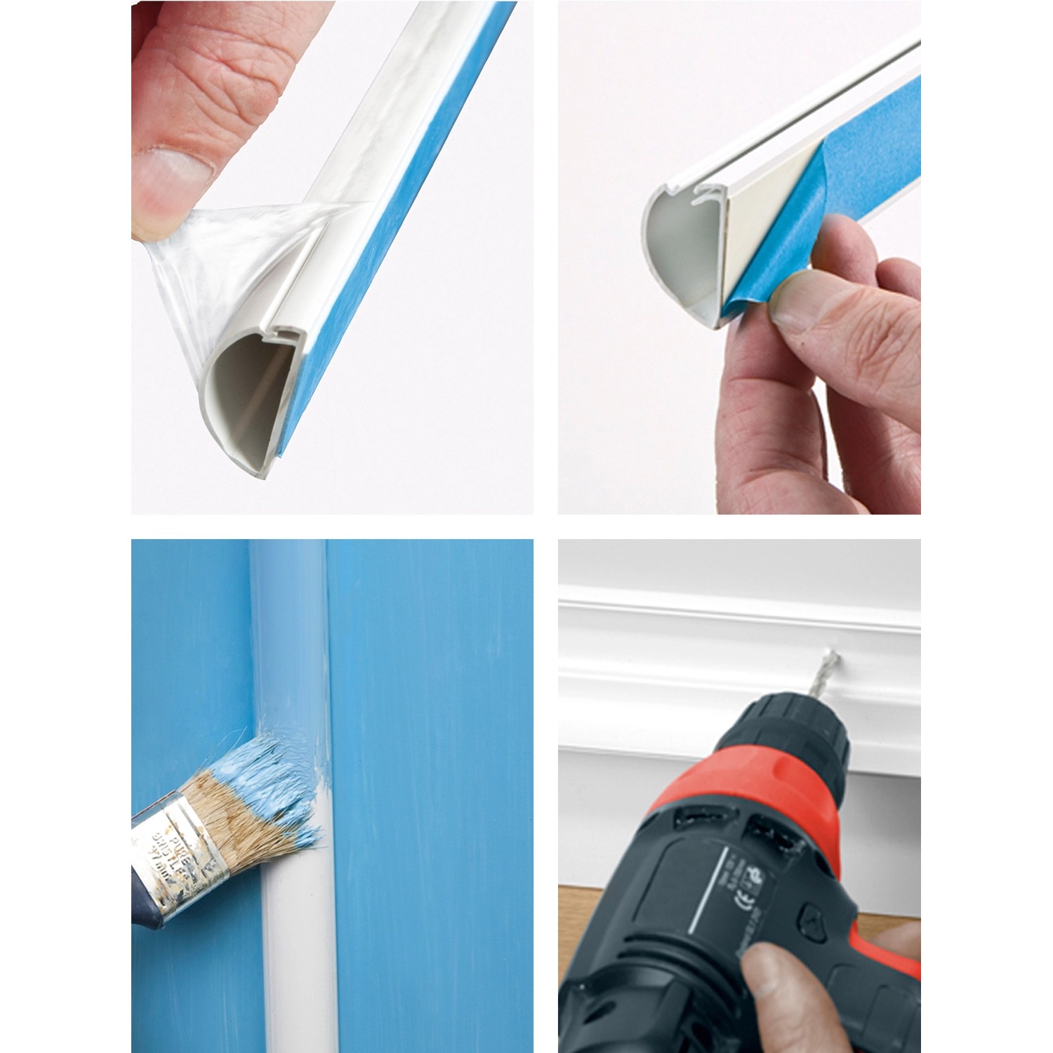 D-Line Kabelkanal, 20x10 mm, weiß, 2 m: Montage, Anstrich und Anwendung des Kabelkanals.