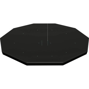 Schwarze Bestway Flowclear Poolabdeckung Ø 305 cm aus PVC mit Drainagelöchern.