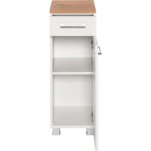 Weißer Held Möbel Unterschrank Molina, 30 cm breit, mit Schublade und offenem Fach. Bad-Hängeschrank.