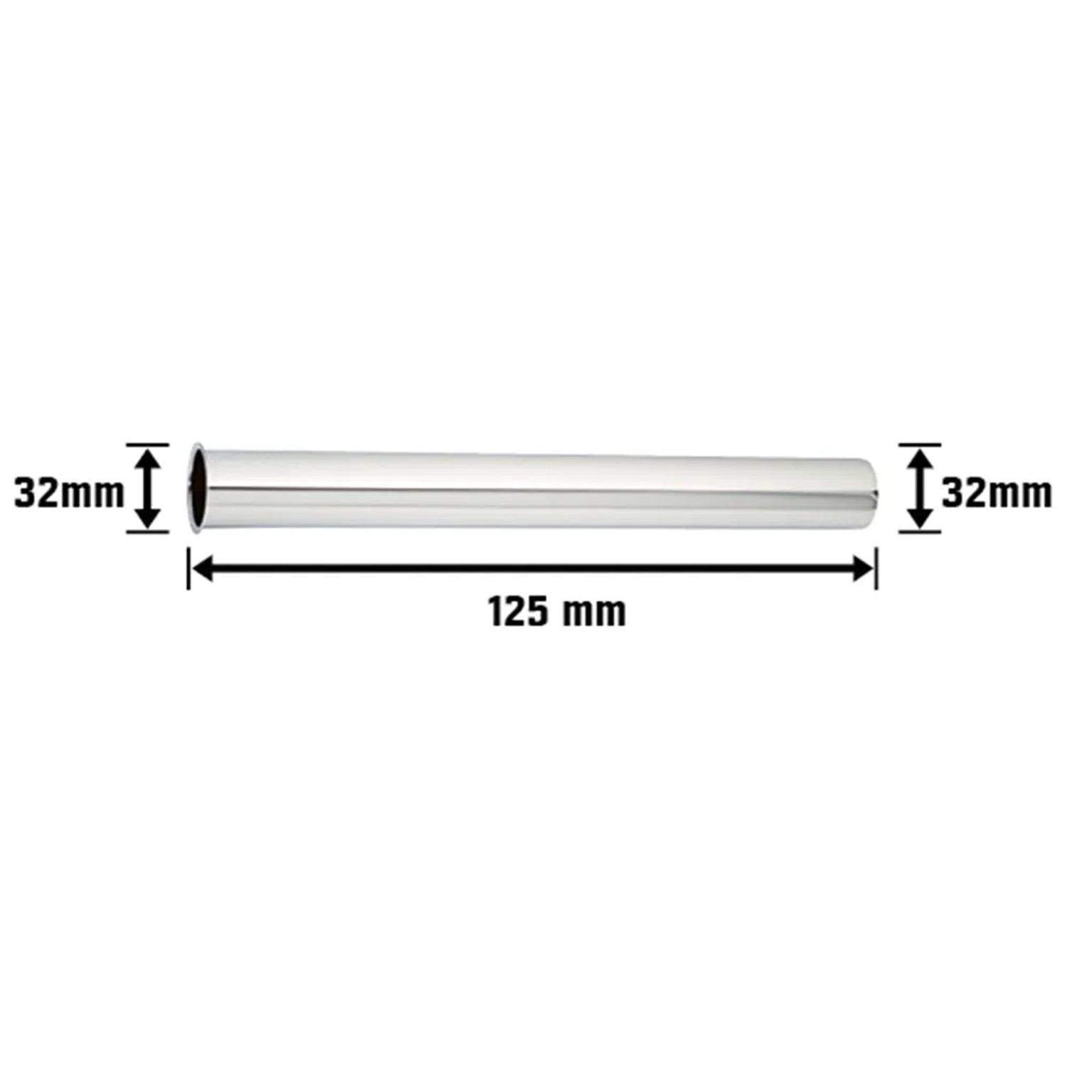 Verchromtes Tauchrohr, Ø 32 mm x 300 mm, für Siphonverlängerung.