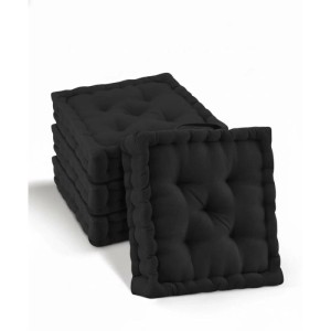 Beautissu Mila Stuhlkissen 50x50cm, 4er Set in Schwarz. Bequeme Sitzkissen für Stühle und Gartenmöbel.