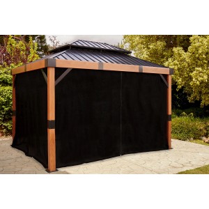 Sojag Pavillon Fontana Vorhänge, 289x363 cm, schwarz. Komplettes Set für Pavillon, mit Reißverschlusstür.