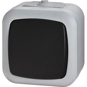 Grauer Feuchtraum Wechselschalter der Serie Basic für Aufputzmontage.