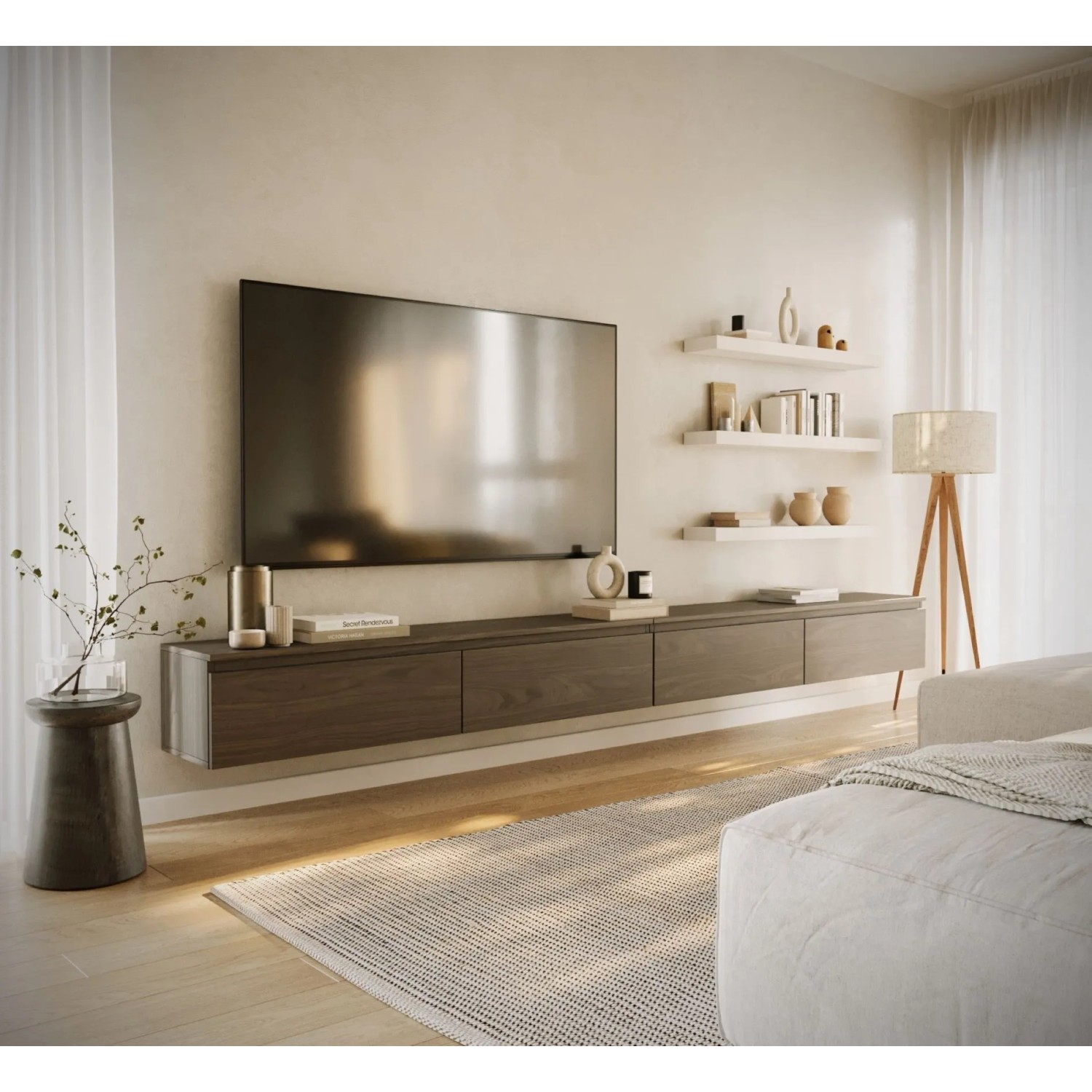 Selsey TV-Hängeboard Bemmi 300 cm Holzoptik Nussbaum_3