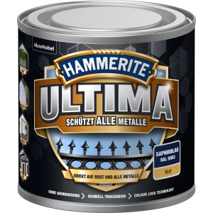 Dose Hammerite Metallschutz-Lack Ultima Matt, 250ml, Saphirblau RAL5003. Rostschutz, Grundierung und Lack in einem.