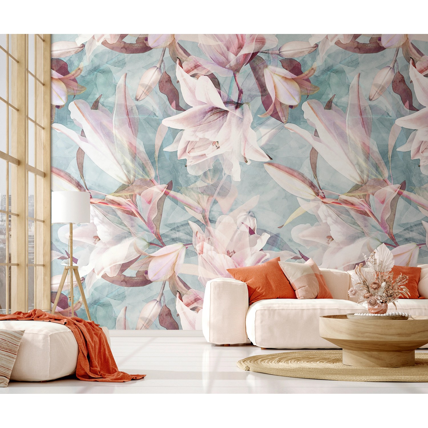 Marburg Fototapete Smart Art Gallery Floral Modern Blau FSC® im Wohnraum.