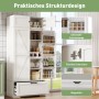okwish Küchenaufbewahrungsschrank mit Einlegeböden Schubladen Weinregal 80x40x180cm Weiß_10