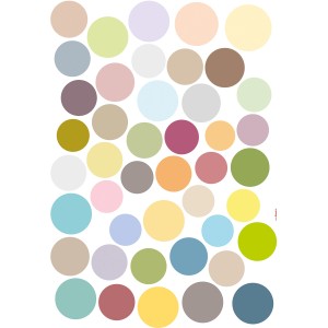 Komar Deko-Sticker Dots, 50x70 cm, verschiedene farbige Punkte für die Wandgestaltung.